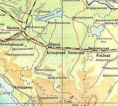 карта курортов Краснодарского края